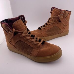 Supra Skytop Muska 001 Mens Brown Suede High Top Skate Shoes Size 8 EUC